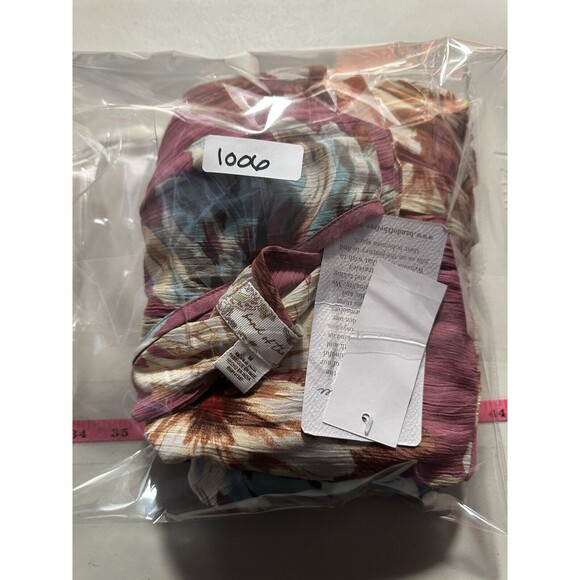 Band Of The Free Dress Womens Medium Liza Mauve Floral Wrap Surplice Maxi Boho - Picture 14 of 14